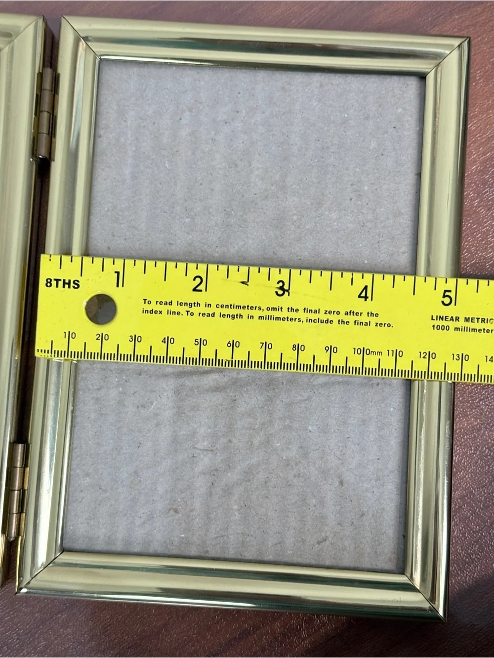Vintage Brass Patina Double 5x7 Hinged Picture Frame